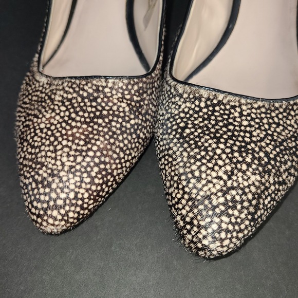 Clarks Real Cow Fur Pumps Womens 9M Animal Print Block Heel Leather Lined - Picture 10 of 10